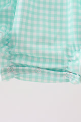 Mint Puppy Plaid Embroidered Bubble