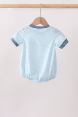 Blue Police Car Stripe Embroidered Bubble