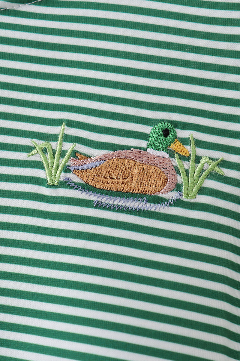 Green Duck Stripe Embroidered Bubble