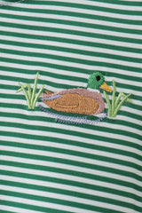 Green Duck Stripe Embroidered Bubble