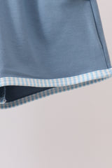 Blue Police Car Stripe Embroidered Set