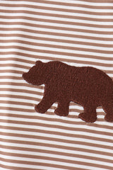 Brown Bear Stripe Embroidered Set