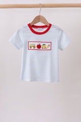 Blue Apple Bus Embroidered Top