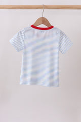 Blue Apple Bus Embroidered Top