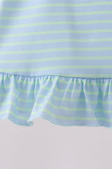 Blue Stripe Schoolhouse Appliqué Ruffle Set