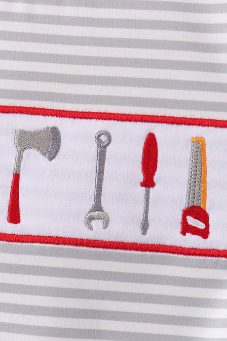 Red Toolbox Embroidery stripe bubble
