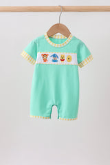 Mint Honey Bear Embroidered Romper