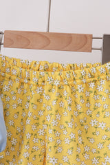 Blue Bus Floral Applique Ruffle Set