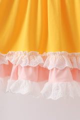Mustard Pencil Ruffle Dress
