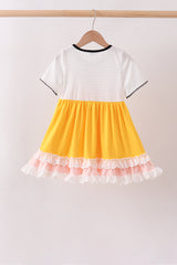 Mustard Pencil Ruffle Dress