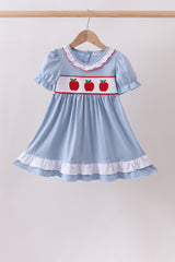 Blue Apple Embroidered Dress