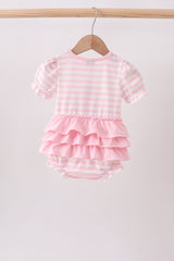 Pink Stripe Apple Book Applique Bubble
