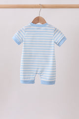 Blue Stripe Apple Book Appliqué Romper
