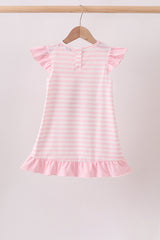 Pink Stripe Apple Book Appliqué Dress
