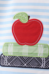 Blue Stripe Apple Book Appliqué Set