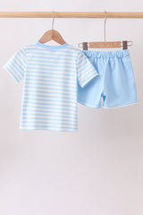 Blue Stripe Apple Book Appliqué Set