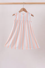 Seashell Stripe Embroidered Dress