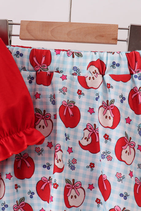 Red School Apple Skorts Set