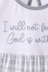 Blue Faith Quote Embroidered Dress