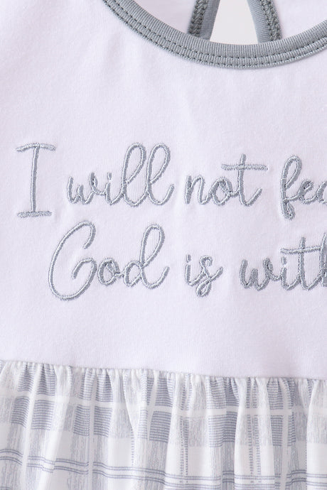 Blue Faith Quote Embroidered Dress