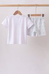 Blue Faith Quote Embroidered Shorts Set