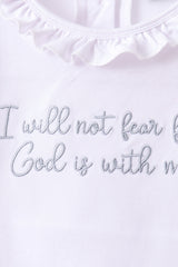 Blue Faith Quote Embroidered Ruffle Shorts Set
