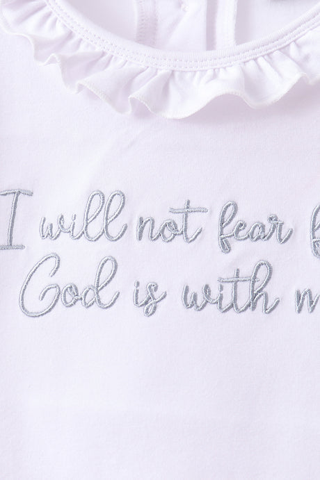 Blue Faith Quote Embroidered Ruffle Shorts Set