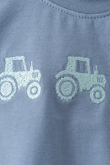 Blue Farm Tractor Embroidered Bubble