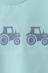 Blue Farm Tractor Embroidered Set