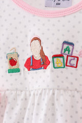 Pink Pencil ABC embroidery dot bubble