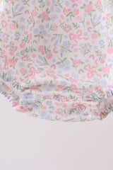 Blue Floral Print Ruffle Bubble