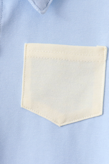 Blue Colorblock Pocket Shorts Set