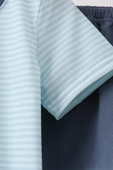Blue Stripe Shorts Set