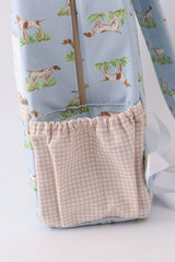 Blue hunting dog embroidery backpack