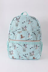 Green duck print backpack