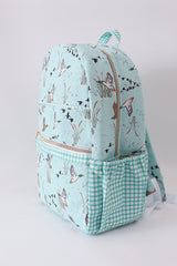 Green duck print backpack