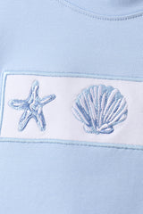 Blue Shells Embroidered Shorts Set