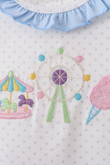 Blue Carousel Embroidered Bloomer Set
