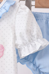 Blue Carousel Embroidered Bloomer Set
