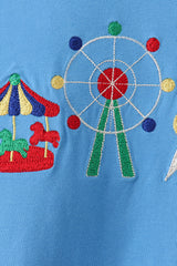 Blue Carousel Embroidered Romper
