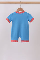 Blue Carousel Embroidered Romper
