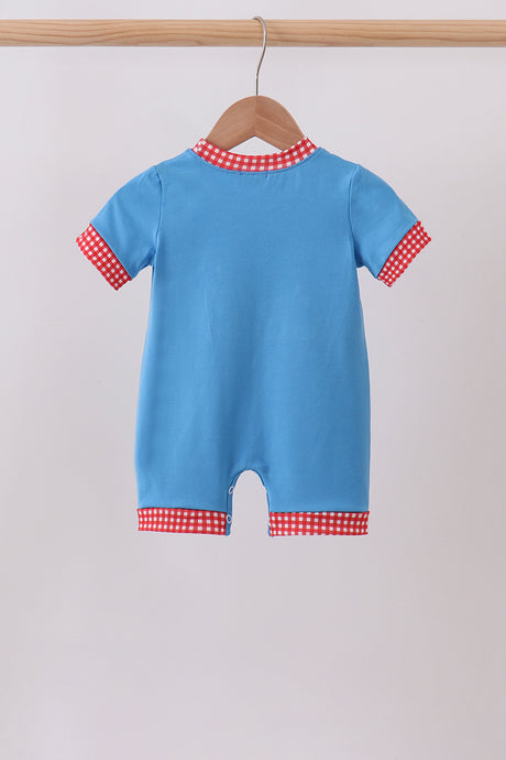 Blue Carousel Embroidered Romper