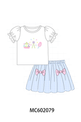 Carousel Embroidered Skorts Set
