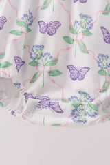 Purple Butterfly Applique Ruffle Bubble