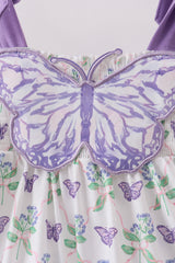 Purple Butterfly Applique Shorts Set