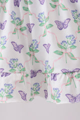 Purple Butterfly Applique Shorts Set