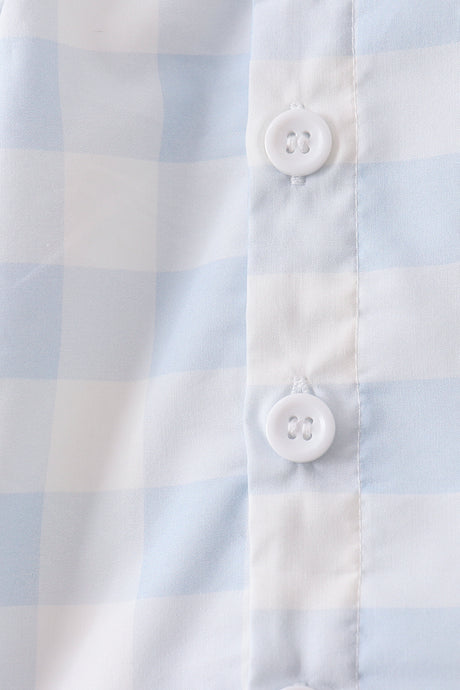 Blue Gingham Shorts Set