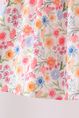 Coral Jesus Loves me Embroidered Floral Shorts Set
