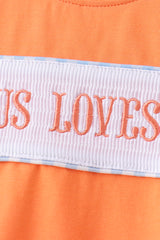Coral Jesus Loves me Smocked Gingham Shorts Set
