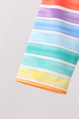 Rainbow Stripe Bow Ruffle Rashguard Set
